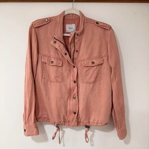 Rails Collins Military Utility Jacket Women Small Rose Pink Linen Blend